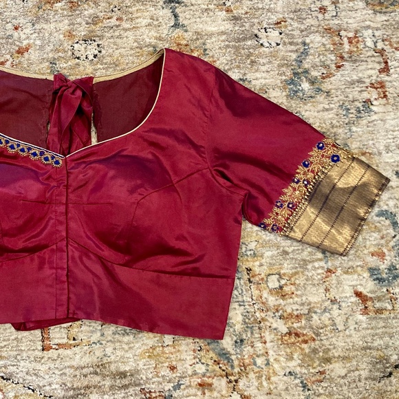 Custom red and Gold Silk Choli Blouse for Saree or Lehenga - Picture 7 of 7